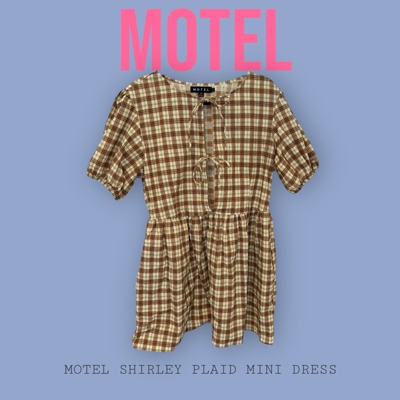 Motel Plaid Mini Dress - Picture 1 of 2